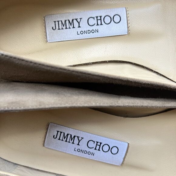 Jimmy Choo Taupe Suede Ballet Flats Women EU 35.5 US 5 Casual Classic Career - Picture 11 of 14